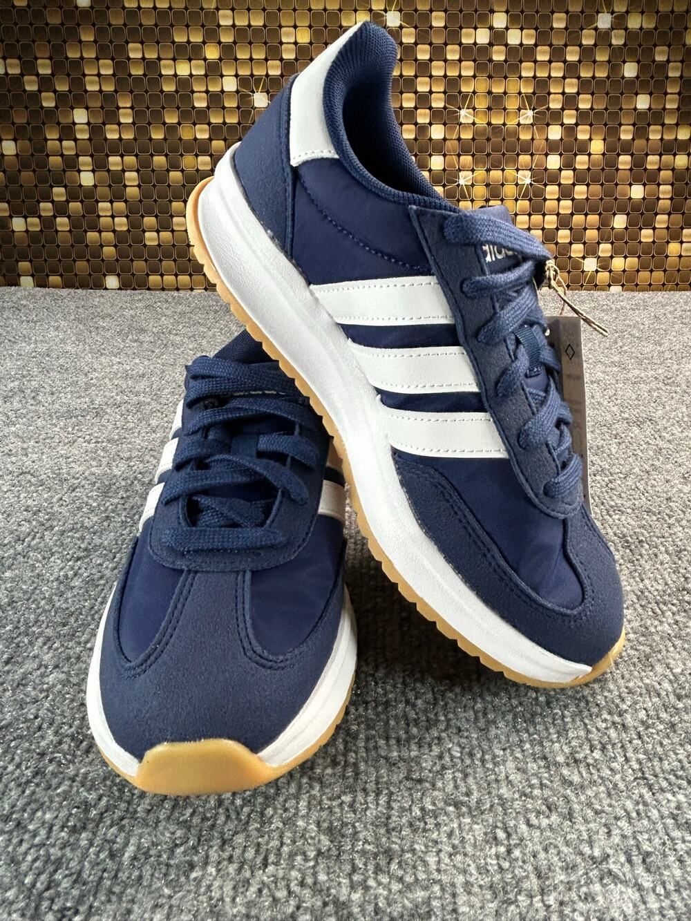 Adidas Run 70s 2.0 J Cloudfoam Navy White Gum Sneakers Women's 5